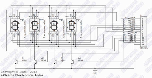 seven segment multiplexed display schematic