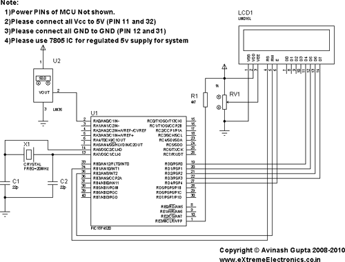 lm35 temperrature sensor demo schematic