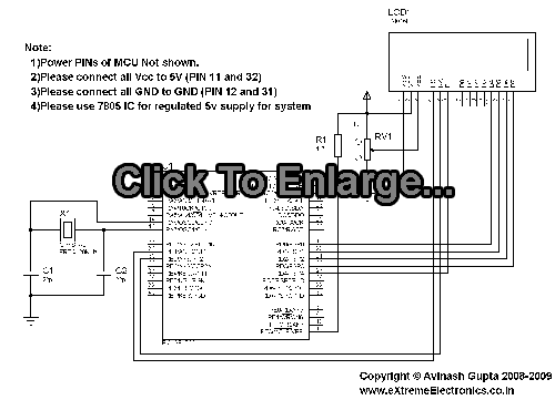 LCD Interface with PIC microcontroller schematic