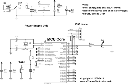 pic18f4520 timer0 test schematic